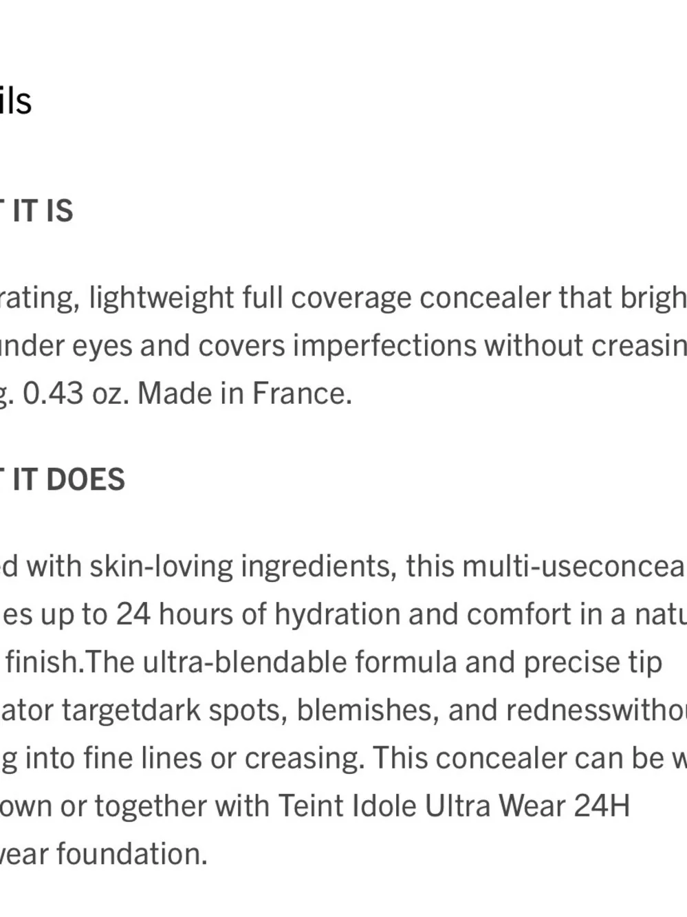 Lancome Teint Idole Ultra Wear Concealer - color- suede